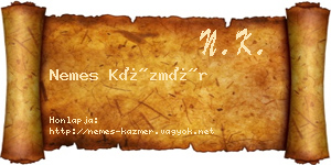 Nemes Kázmér névjegykártya